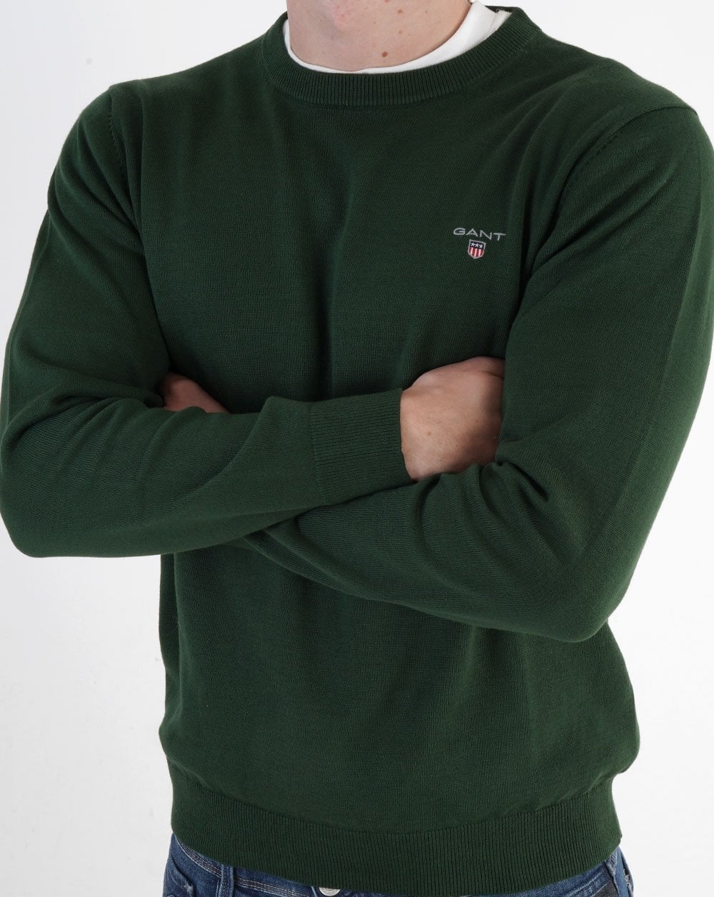 Gant Classic Crew Neck Jumper Green - 80s Casual Classics