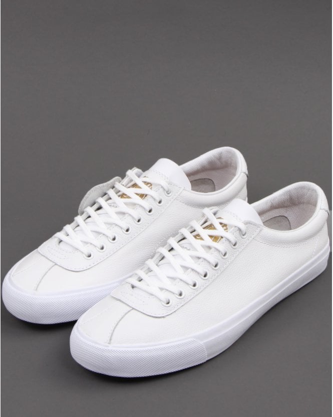 pretty green white leather trainers